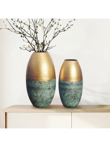 FineBuy Blumentopf in Gold / Aluminium / 25x25x47