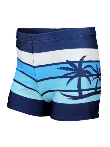 Aquarti Jungen Badehose Gestreift mit Motiven in türkis/blau
