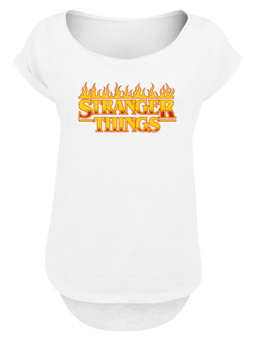 F4NT4STIC Long Cut T-Shirt Stranger Things Fire Logo Women Netflix TV Series in weiß