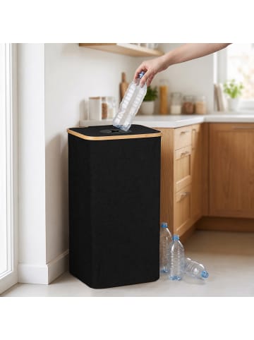 relaxdays Pfandflaschen-Sammelbehälter in Schwarz - 100 l