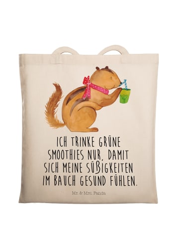 Mr. & Mrs. Panda Jutebeutel Eichhörnchen Smoothie mit Spruch in Creme