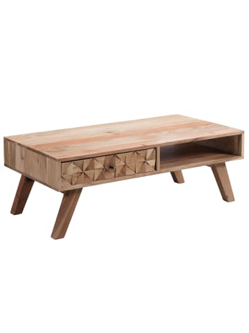 FineBuy Couchtisch in Braun / Akazie / 50x95x35