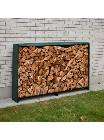 relaxdays Kaminholzregal in Schwarz/ Grün - (B)200 x (H)110 x (T)29 cm