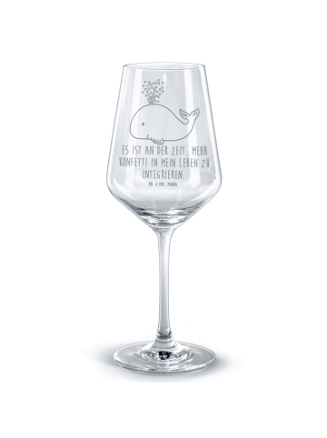 Mr. & Mrs. Panda Weinkelch Wal Konfetti mit Spruch in Transparent