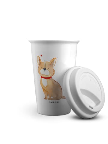 Mr. & Mrs. Panda ToGo Kaffeebecher Hund Glück ohne Spruch in Weiß