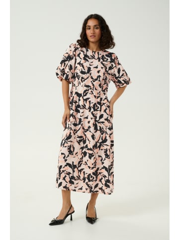 Kaffe Kleid KApaco Tight fit in Beige/Black/Peach Blurry Leaf
