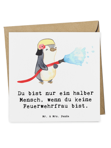 Grußkarte Feuerwehrfrau Herz mit Spruch in Weiß