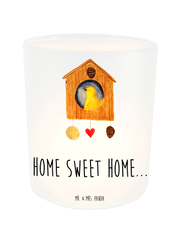 Mr. & Mrs. Panda Windlicht aus Glas Vogelhaus Home mit Spruch in Transparent