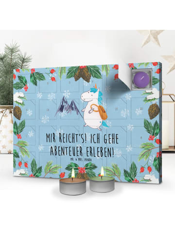 Mr. & Mrs. Panda Adventskalender Einhorn Bergsteiger mit Spruch in Eisblau