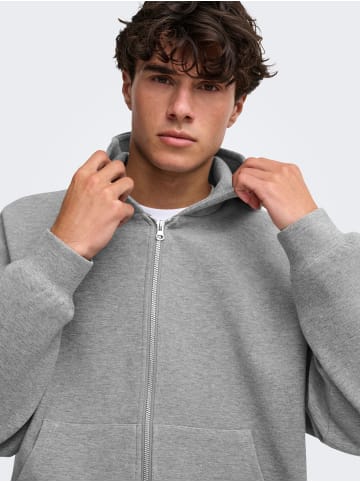 ONLY & SONS Kapuzenpullover in Medium Grey Melange
