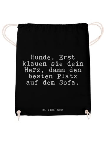 Mr. & Mrs. Panda Jutebeutel Hunde. Erst klauen sie... mit Spruch in Schwarz