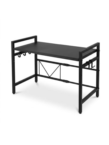 BOXIMO Ausziehbares Regal über der Mikrowelle mit Haken in Schwarz, 32 x 44 x 63 cm
