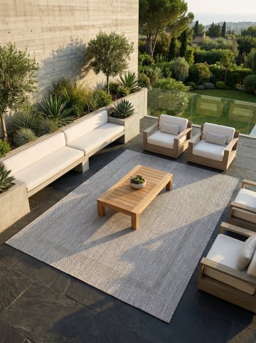 KADIMA DESIGN Teppich Outdoor Waschbar Einfarbig ALSTER Strapazierfähig OEKO-TEX in Silber