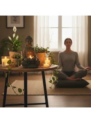 relaxdays Buddha-Figur in Bronze - (H)30 cm