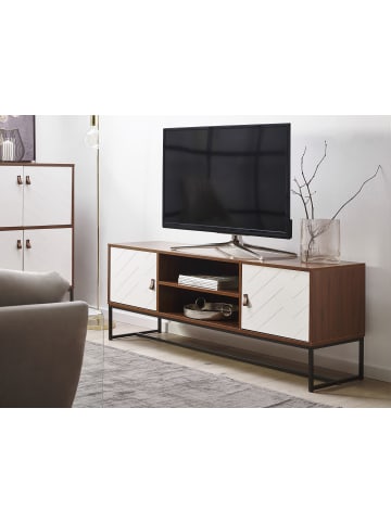 Beliani TV-Möbel NUEVA in Weiß/Braun/Schwarz - (W) 150 x (H) 55 x (L) 40 cm