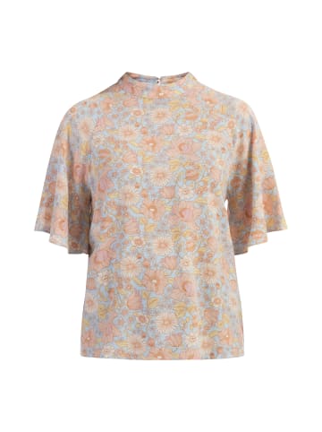 Usha Damen Kurzarmbluse in Blau Mehrfarbig