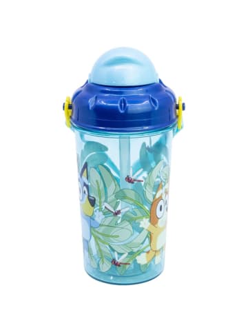 Bluey Kinder Trinkflasche 465ml mit Strohhalm und Tragegurt