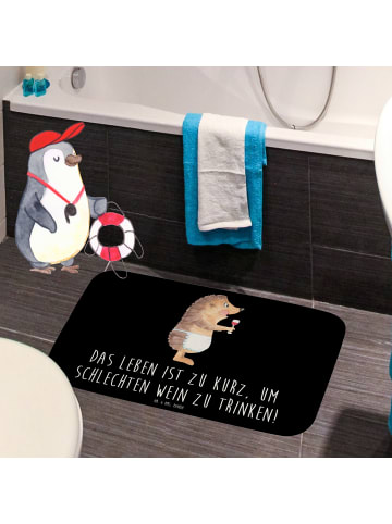 Mr. & Mrs. Panda Duschvorleger Igel Wein mit Spruch in Schwarz