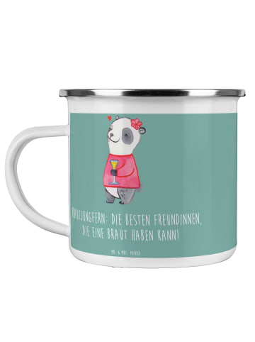 Mr. & Mrs. Panda Kaffeebecher Beste Brautjungfern mit Spruch in Meeresbrise