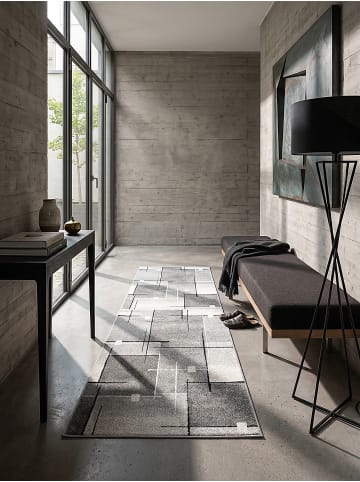 KADIMA DESIGN Niederflor-Teppich Patchwork pflegeleicht Wohnzimmer Schlafzimmer Flur in Grau