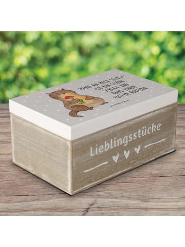 Mr. & Mrs. Panda Kiste Otter Blumenstrauß mit Spruch in Grau Pastell