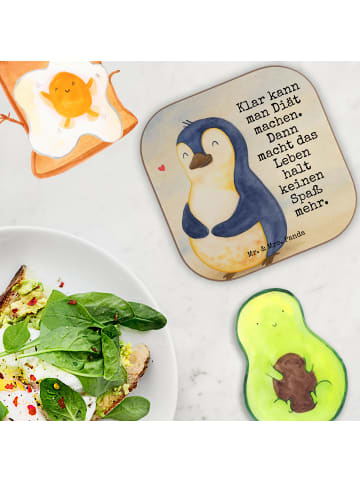 Mr. & Mrs. Panda Tassenuntersetzer Pinguin Diät Design mit Spruch in Weiß