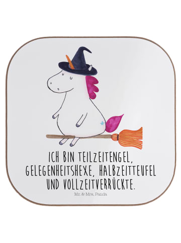 Mr. & Mrs. Panda Glasuntersetzer Einhorn Hexe mit Spruch in Weiß
