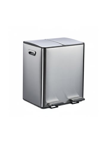 relaxdays Mülleimer in Silber/ Schwarz - 2x 15 Liter