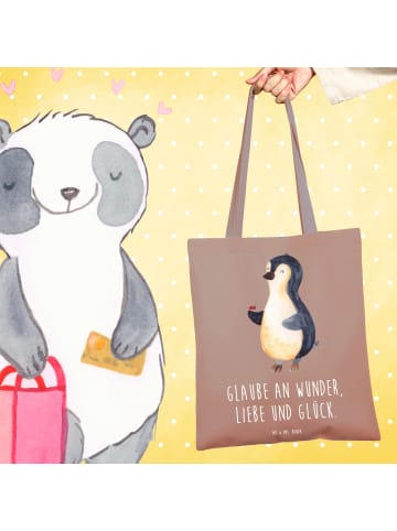Mr. & Mrs. Panda Shopping Tasche Pinguin Marienkäfer mit Spruch in Braun Pastell