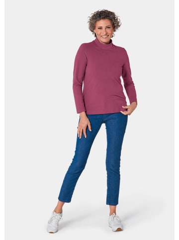 GOLDNER Langarm Stehkragenshirt Baumwollmix in sangria