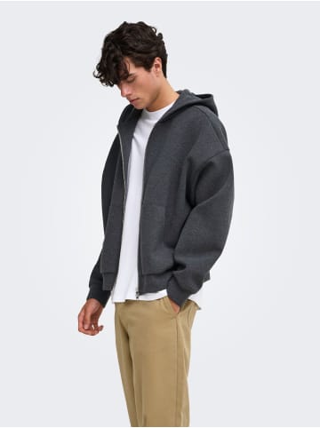 ONLY & SONS Kapuzenpullover in Dark Grey Melange