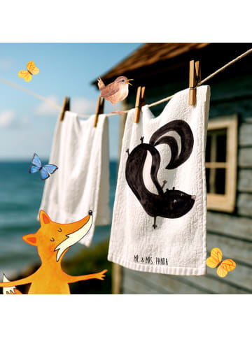 Mr. & Mrs. Panda Mini-Handtuch Stinktier Handstand ohne Spruch in Weiß