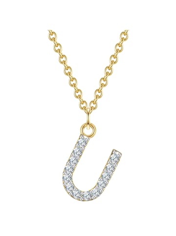 Glanzstücke München Halskette Buchstabe U aus Sterling Silber mit Zirkonia in gelbgold