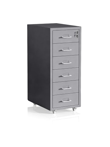 relaxdays Rollcontainer in Grau - (B)28 x (H)69 x (T)41 cm