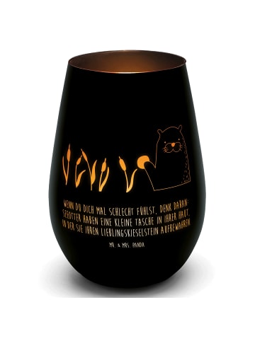 Mr. & Mrs. Panda Gold Windlicht Otter Stein mit Spruch in Schwarz