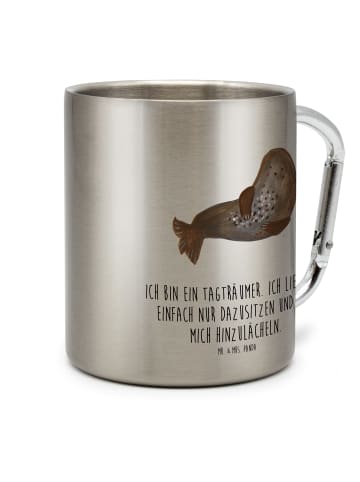 Mr. & Mrs. Panda Thermobecher Robbe Lachen mit Spruch in Silber