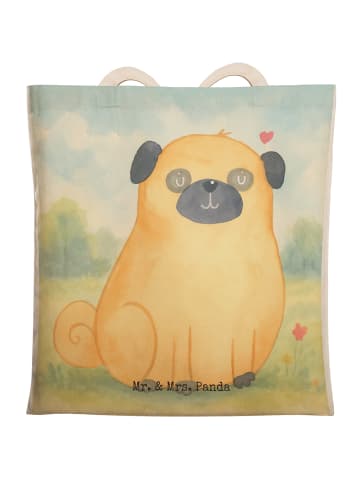 Mr. & Mrs. Panda Stofftragetasche Mops Design ohne Spruch in Weiß