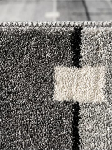 KADIMA DESIGN Teppich Niederflor Patchwork pflegeleicht Wohnzimmer Flur Esszimmer in Rot-Grau