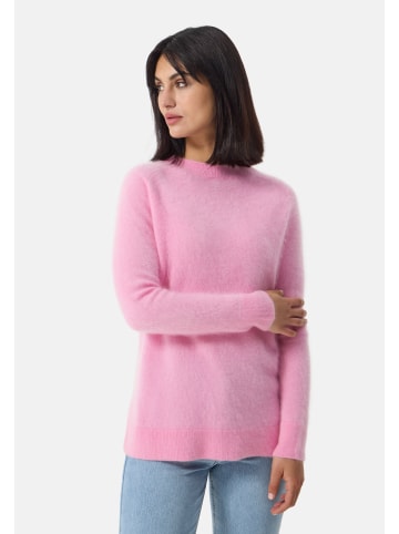 CASH-MERE.CH Brushed Rundhals Pullover mit Seitenschlitzen in Hell Pink
