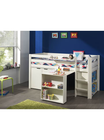 58 aufm Kessel KINDERBETT Karolina 210x114x106 Massivholz+MDF Weiß Schrank