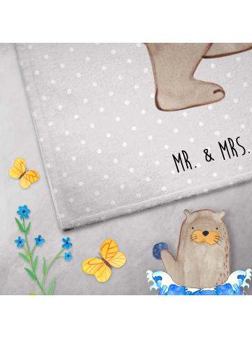 Mr. & Mrs. Panda Gästehandtücher Papa Bär ohne Spruch in Grau Pastell