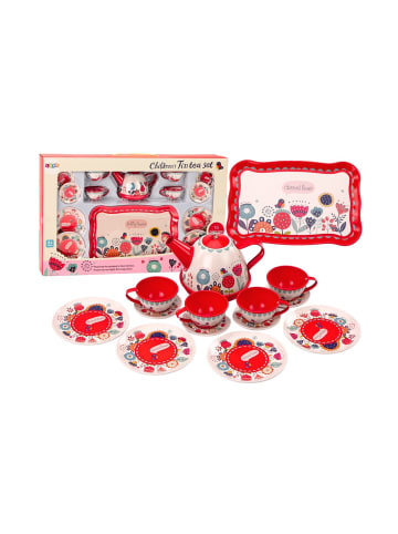 Wisam® Kaffee-Tee-Set, Tassen, Wasserkocher, Tablett, Rot, Café