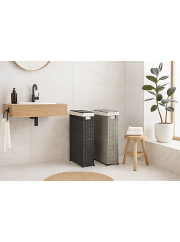 möbel-direkt Wäschesammler Raumspar-Wäschekorb in schwarz