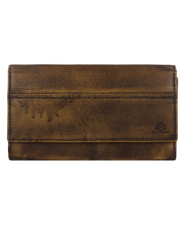 Greenburry Destressed Geldbörse RFID Schutz Leder 18.5 cm dirty yellow