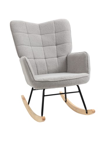 HOMCOM Schaukelstuhl-98T x 71B x 101H cm-Hellgrau