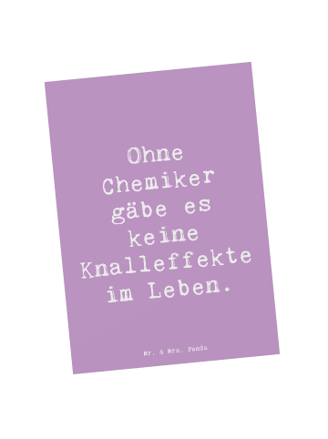 Mr. & Mrs. Panda Postkarte Spruch Chemiker Knalleffekte mit Spruch in Lavendeltraum