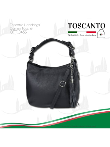 Toscanto Leder Schultertasche, Shopper Toscanto Tasche schwarz ca. 30cm