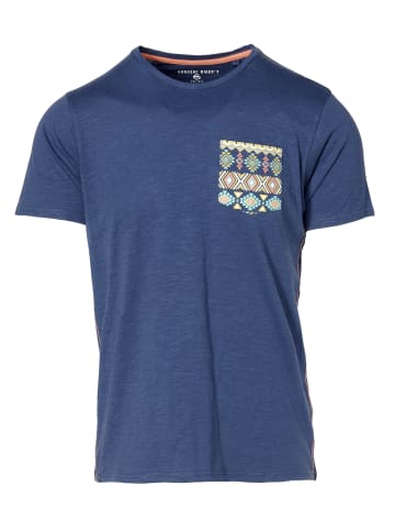 KOROSHI Kurzarm T-Shirt in blau