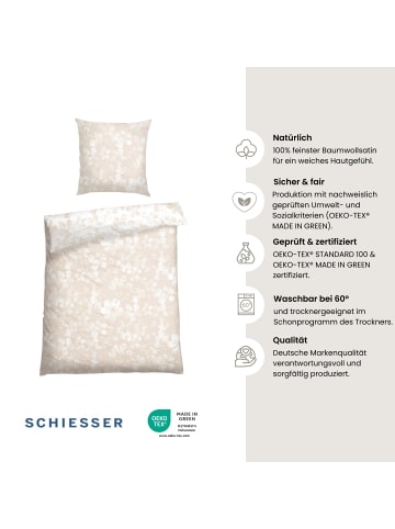 Schiesser Baumwollsatin-Bettwäsche-Set Mona in Greige