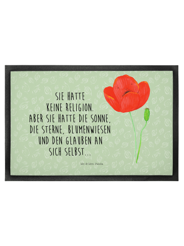 Mr. & Mrs. Panda Schmutzmatte Blume Mohnblume mit Spruch in Blattgrün